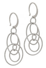 Sterling Silver Diamond Cut Rings Dangle Earrings