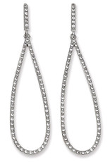 Sterling Silver Long Cubic Zirconia Teardrop Dangle Earrings