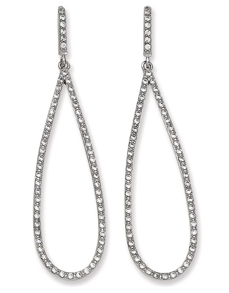 Long CZ Teardrop Dangle Earrings