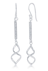 Sterling Silver Bar and Twist Dangle Earrings