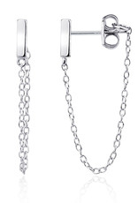 Sterling Silver Short Bar with Chain Post Earrings