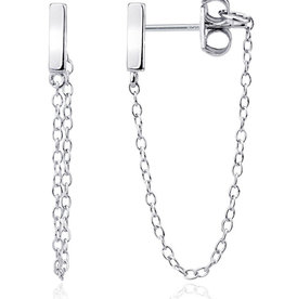 Short Bar with Chain Post Earrings