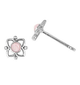 Pink Shell Stud Earrings 6mm