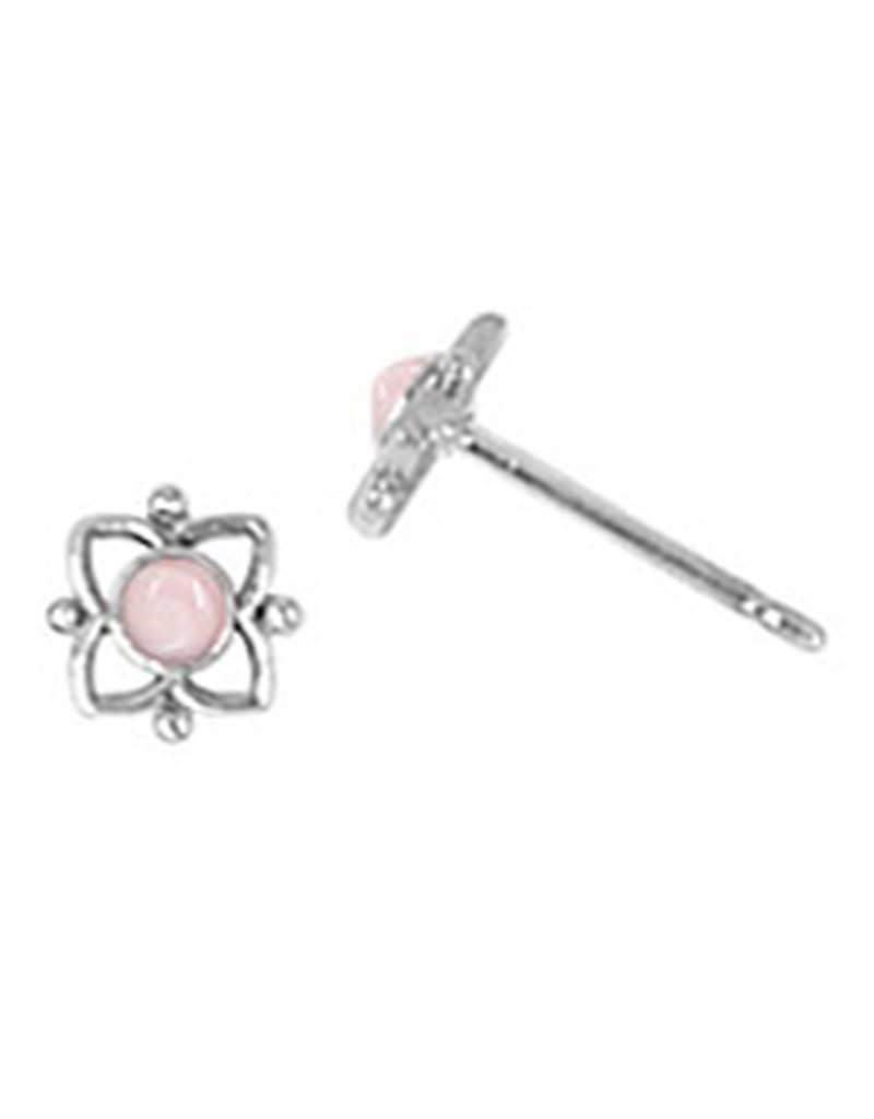 Sterling Silver Pink Shell Stud Earrings 6mm