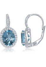 Sterling Silver Oval Blue and White Topaz Earrings