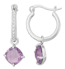 W-Topaz Hoop with Amethyst Earrings