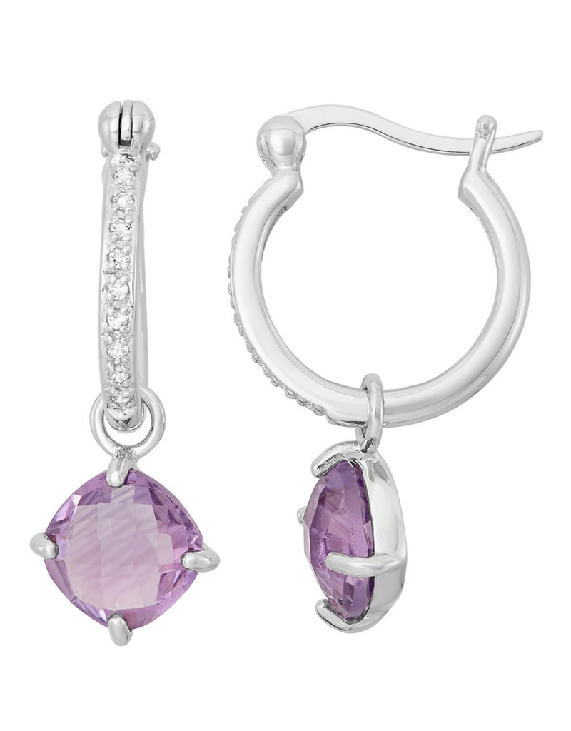 W-Topaz Hoop with Amethyst Earrings