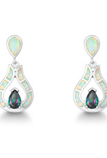 Sterling Silver Opal and Mystic CZ Dangle Earrings