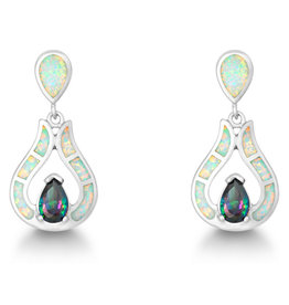 Opal and Mystic CZ Dangle Earrings