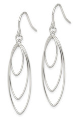 Sterling Silver Marquise Wire Dangle Earrings 36mm