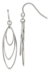 Sterling Silver Marquise Wire Dangle Earrings 36mm