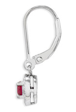 Sterling Silver Round Created Ruby and Diamond Leverback Earrings