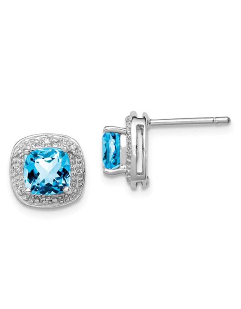 Sterling Silver Blue Topaz and Diamond Earrings