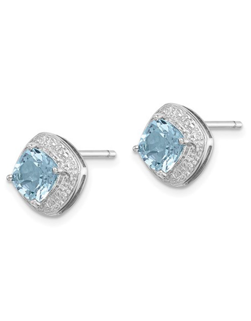 Sterling Silver Blue Topaz and Diamond Earrings