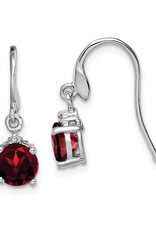 Sterling Silver Round Garnet and Diamond Earrings 6mm