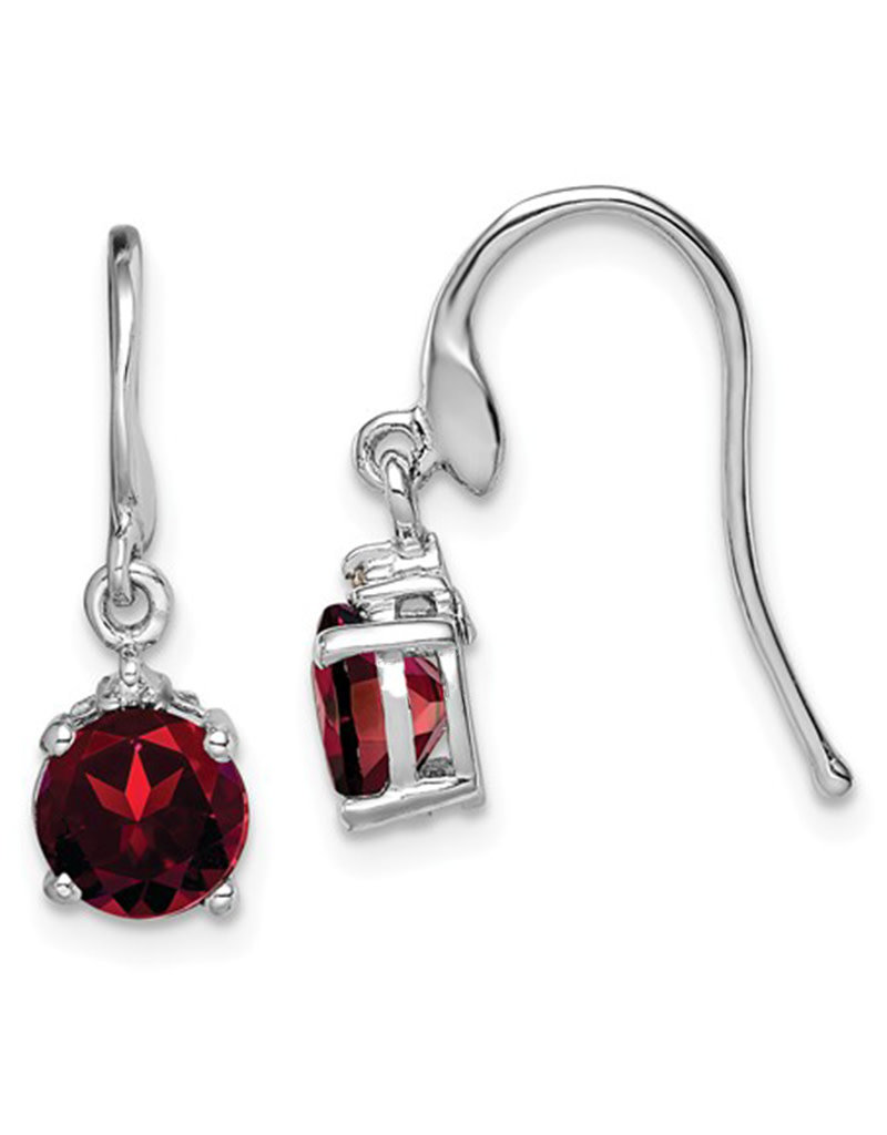 Sterling Silver Round Garnet and Diamond Earrings 6mm