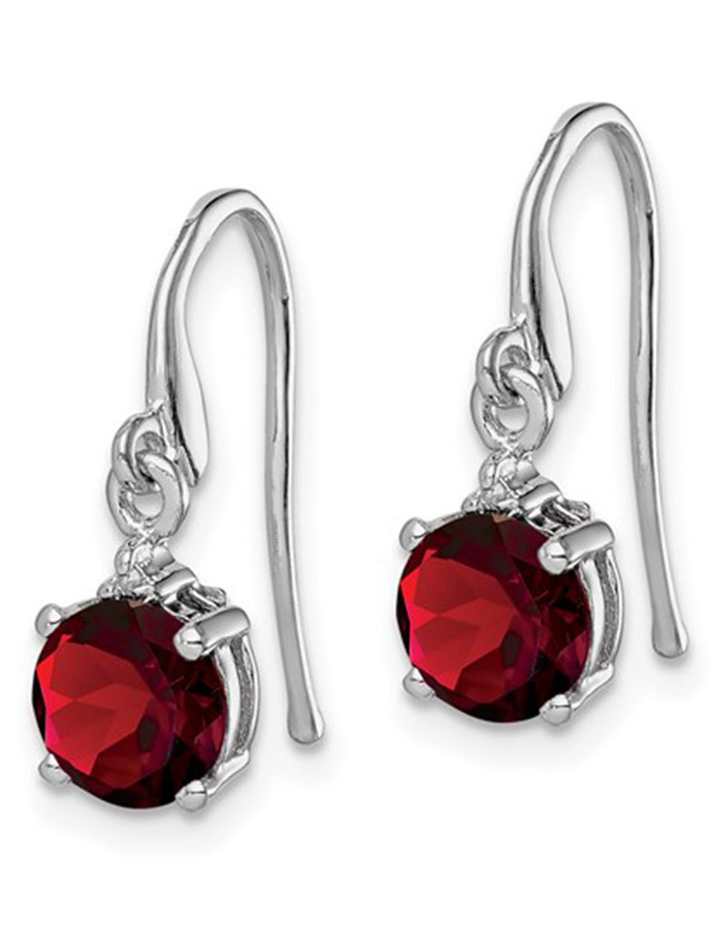 Sterling Silver Round Garnet and Diamond Earrings 6mm
