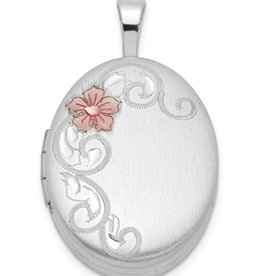 Oval Flower Locket Pendant 19x15mm