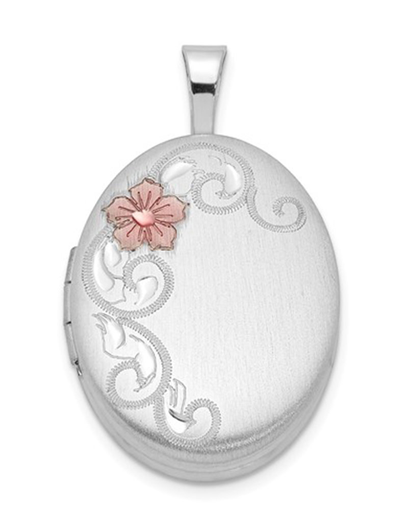 Oval Flower Locket Pendant 19x15mm