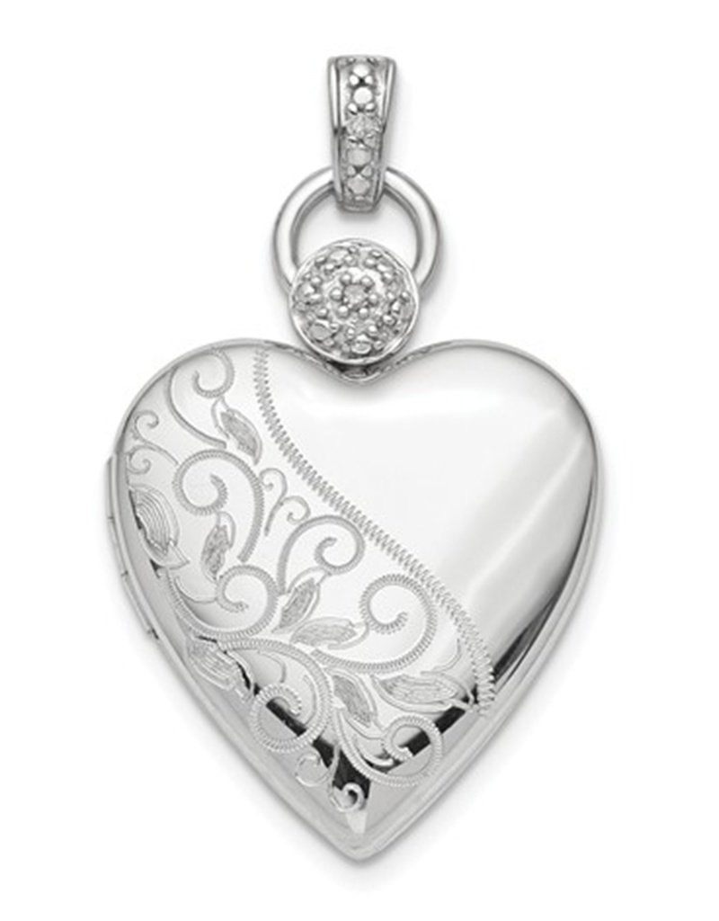 Sterling Silver Heart with Diamond Locket Pendant