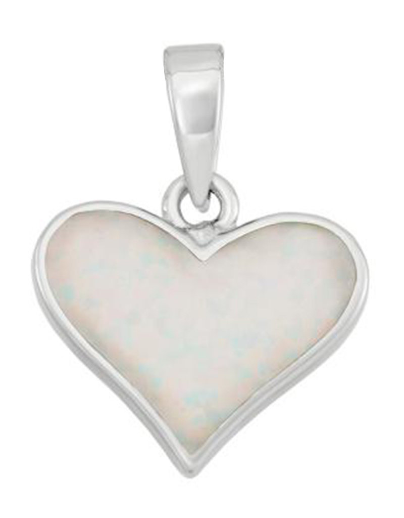 Sterling Silver Synthetic Opal Heart Pendant 22mm