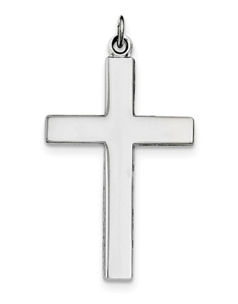 Sterling Silver Cross with Lord's Prayer Pendant 44mm