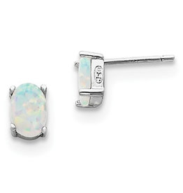 Oval Opal Stud Earrings 7mm