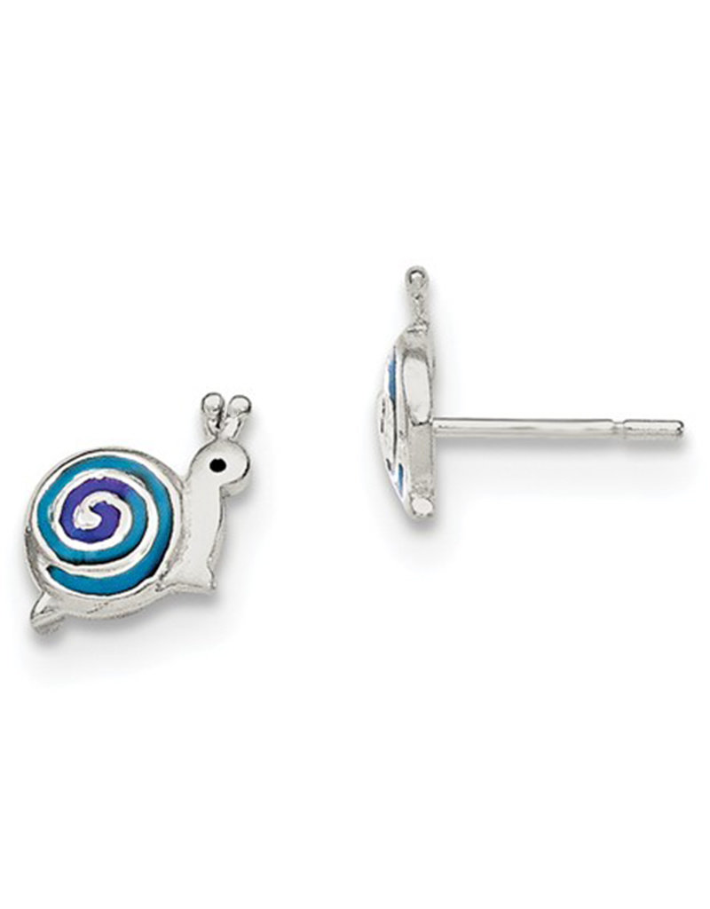 Sterling Silver Blue Enamel Snail Stud Earrings 9mm