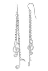 Sterling Silver Music Chain Dangle Earrings 67mm