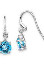 Sterling Silver Round Blue Topaz and Diamond Earrings 6mm