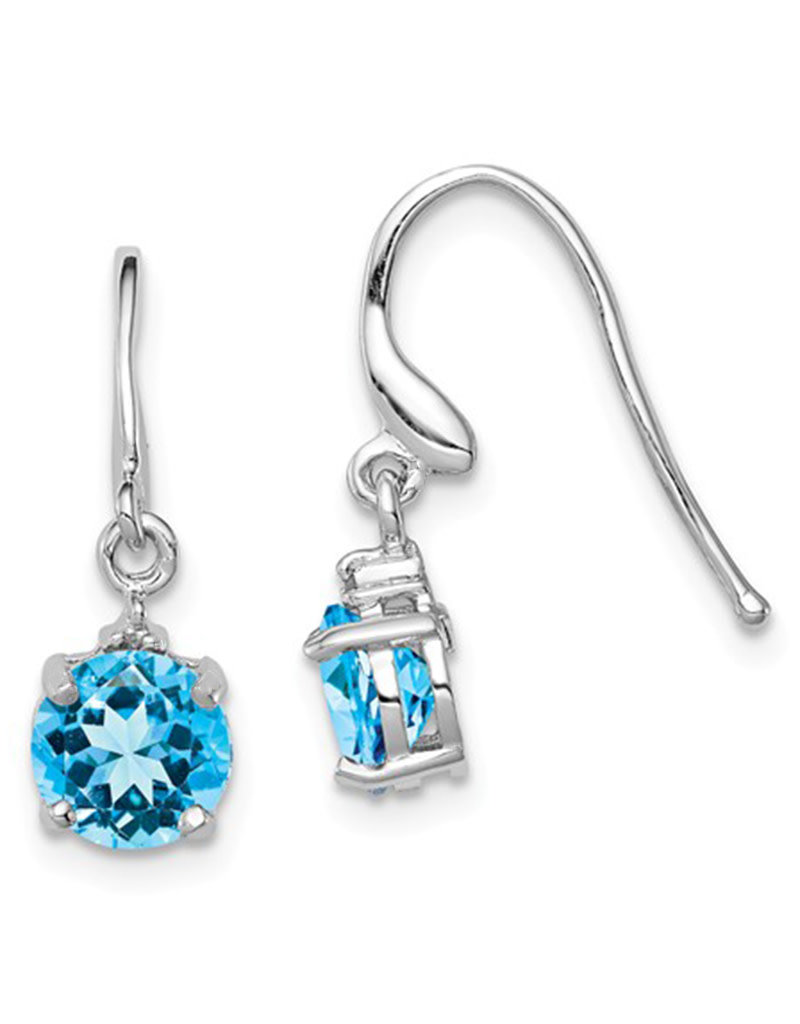Sterling Silver Round Blue Topaz and Diamond Earrings 6mm