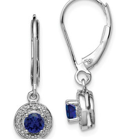 Round Created Sapphire Earrings