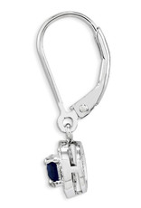 Sterling Silver Round Created Sapphire and Diamond Earrings