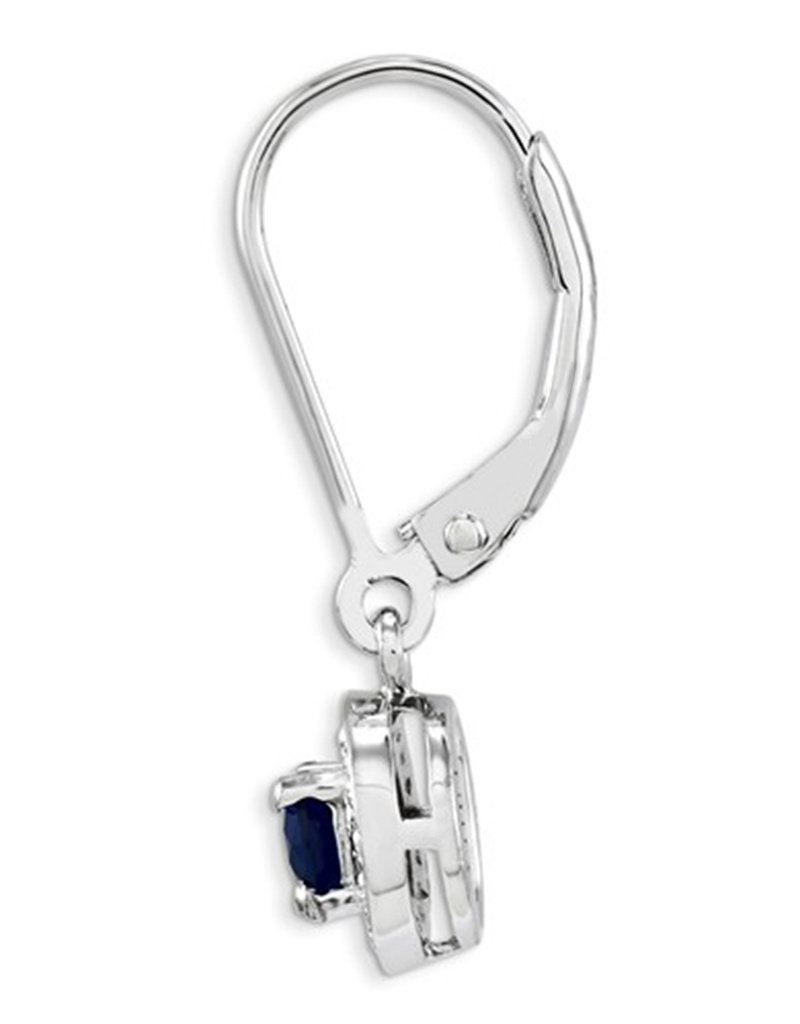 Sterling Silver Round Created Sapphire and Diamond Earrings