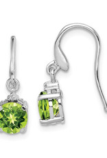 Sterling Silver Round Peridot and Diamond Earrings 6mm