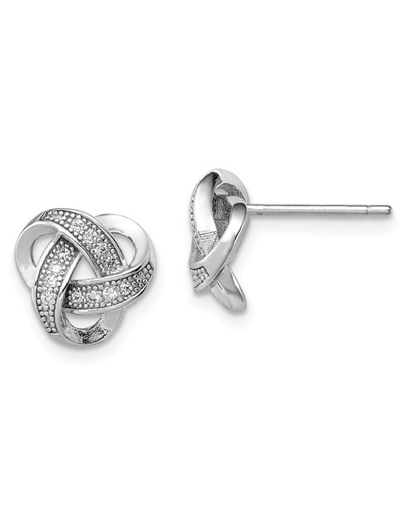 Sterling Silver CZ Knot Stud Earrings