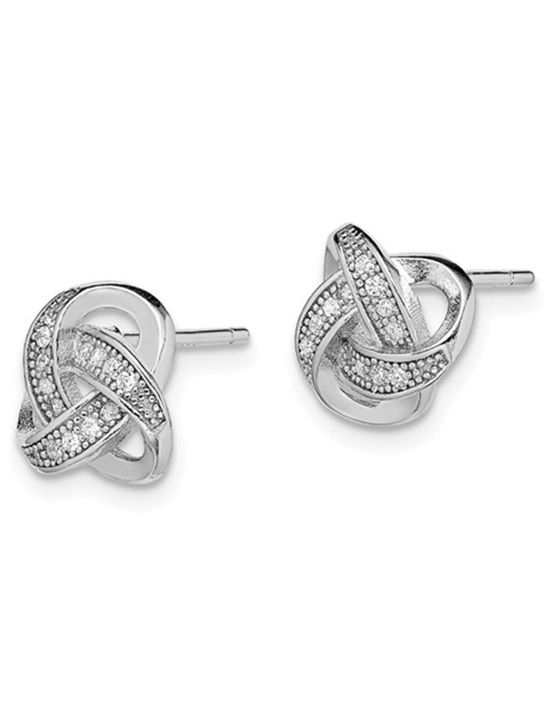 Sterling Silver CZ Knot Stud Earrings