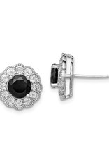 Sterling Silver Black Sapphire & White Topaz Earrings
