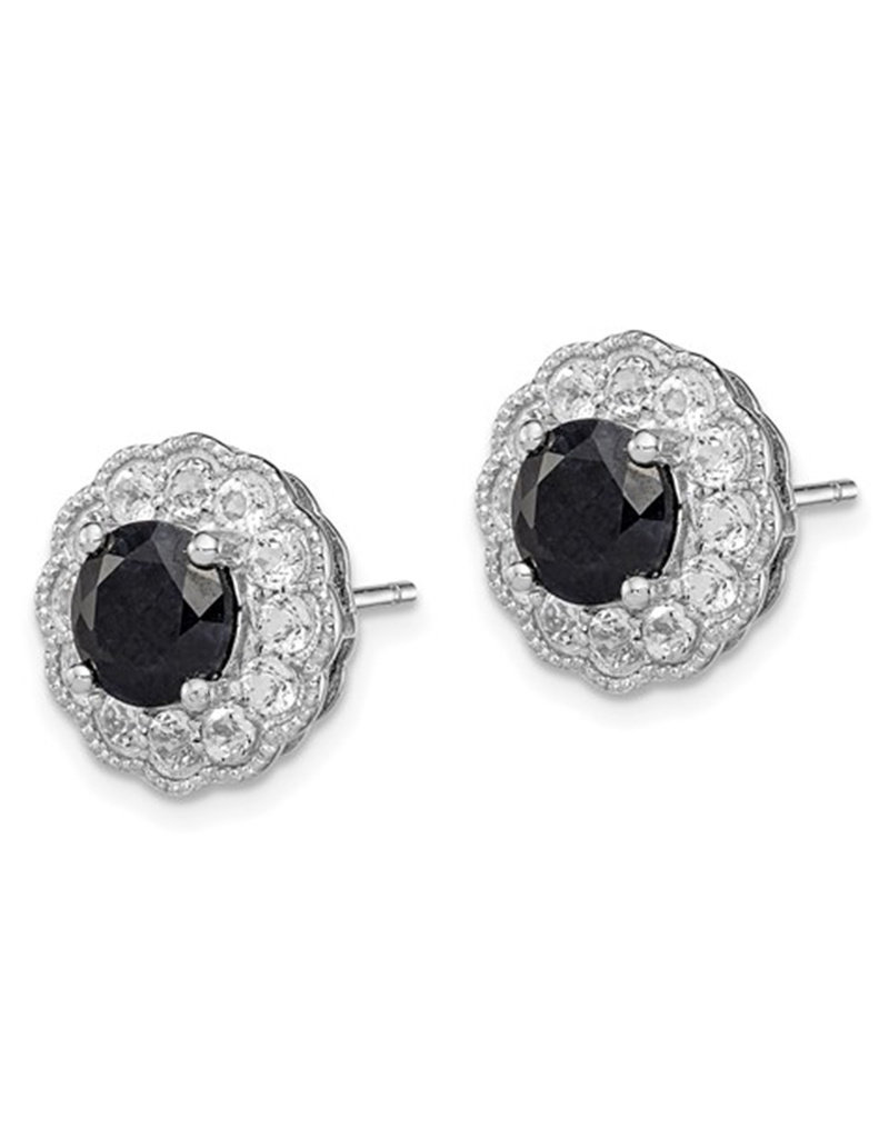 Sterling Silver Black Sapphire & White Topaz Earrings