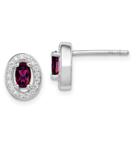 Oval January CZ Stud Earrings