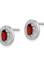 Sterling Silver Oval January CZ Stud Earrings