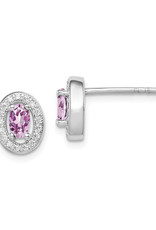 Sterling Silver Oval June CZ Stud Earrings