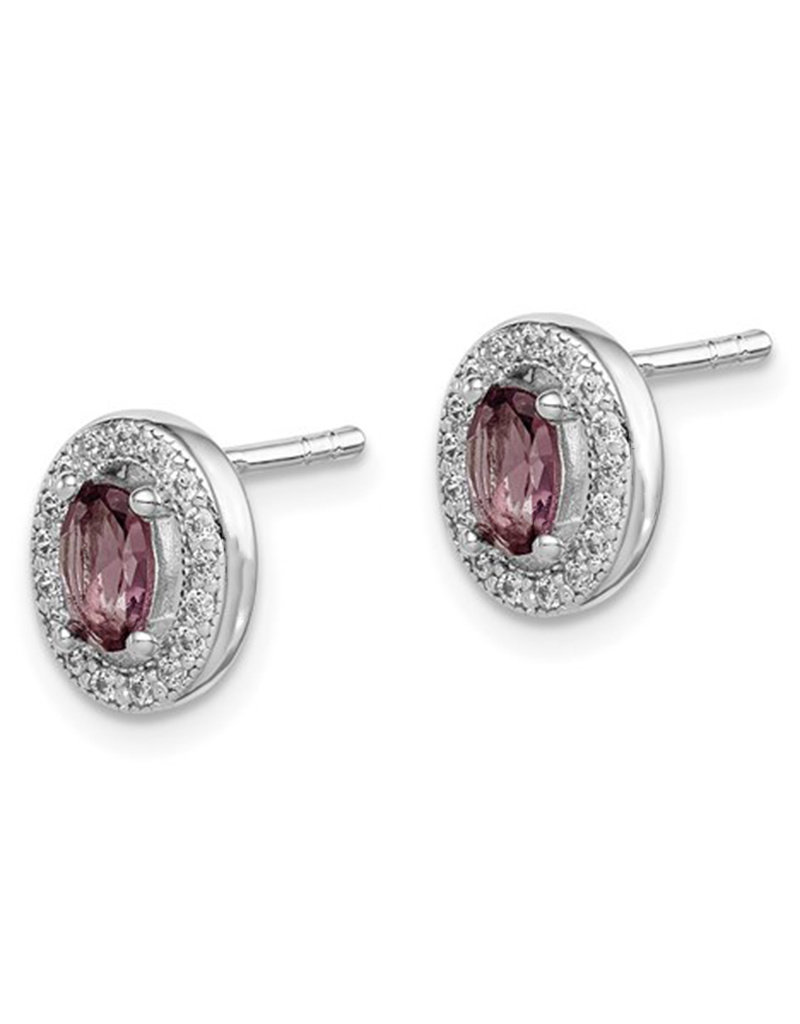 Sterling Silver Oval June CZ Stud Earrings
