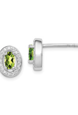 Sterling Silver Oval August CZ Stud Earrings