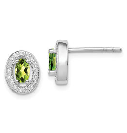Oval August CZ Stud Earrings