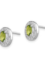 Sterling Silver Oval August CZ Stud Earrings