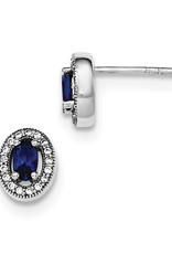 Sterling Silver Oval September CZ Stud Earrings