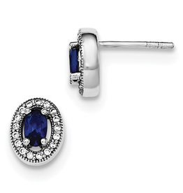 Oval September CZ Stud Earrings