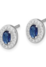 Sterling Silver Oval September CZ Stud Earrings