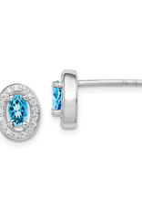 Sterling Silver Oval December CZ Stud Earrings